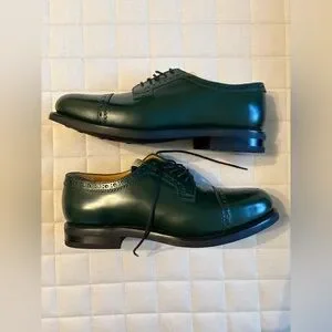 Gucci | Shoes | Gucci Green Leather Derby Shoes With Brogue  display picture 2